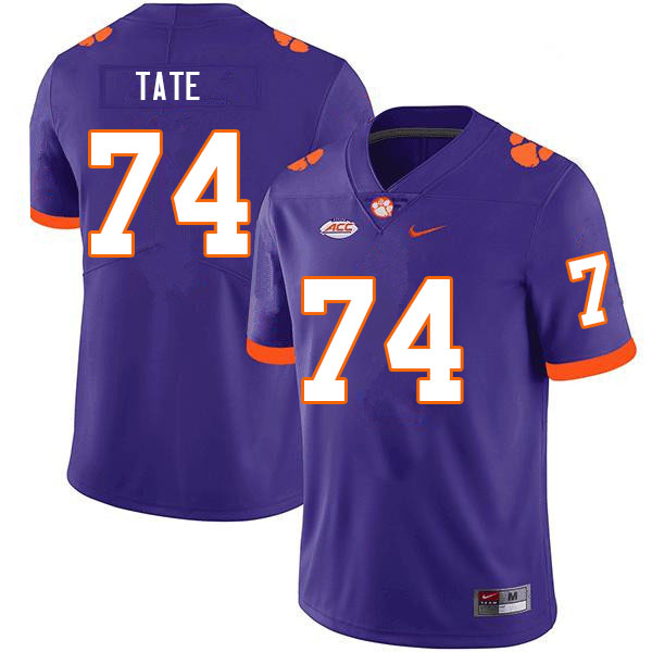 Men #74 Marcus Tate Clemson Tigers College Football Jerseys Sale-Purple - Click Image to Close